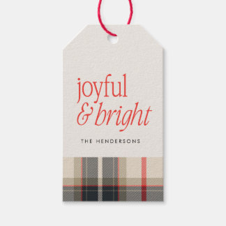 Joyful & Bright Cozy Winter Plaid Holiday Gift Tags