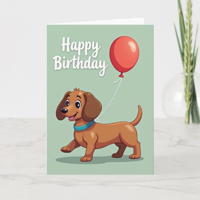 Joyful Brown Pup Birthday Card (Front)