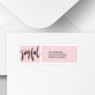 JOYFUL Brushed Typography Script Christmas Pink Label