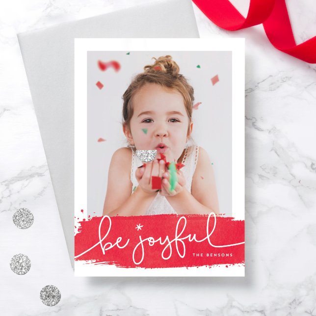 Joyful Brushstroke Holiday Photo Card (Creator Uploaded)