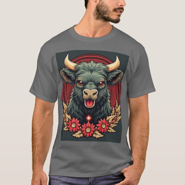 Joyful Bull: The Smile of Happiness T-Shirt (Front)
