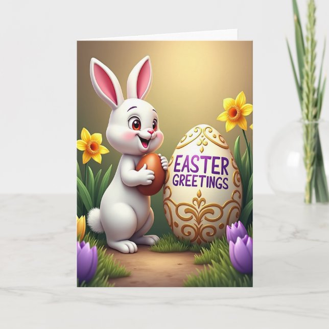 Joyful Bunny Easter Greetings Card (Front)