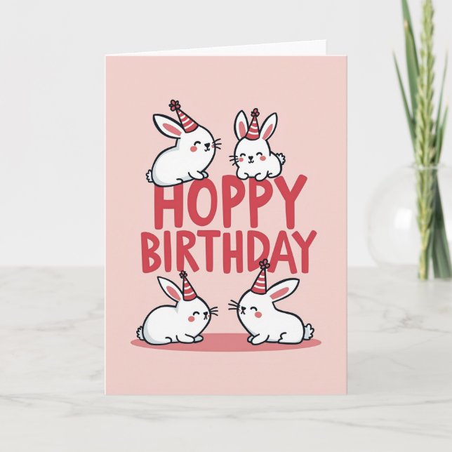 Joyful Bunny Party Card (Front)