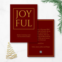 Joyful Burgundy Gold Name Merry Christmas
