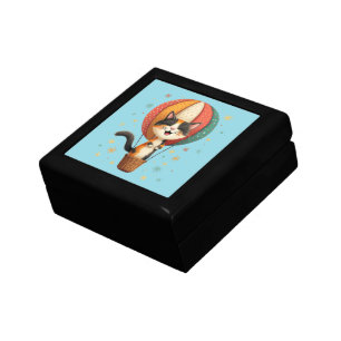 Joyful Calico Cat Sky Adventure Illustration Gift Box