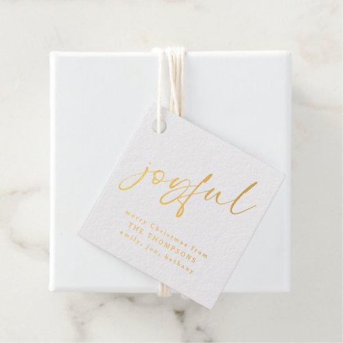 Joyful Calligraphy Names Merry Christmas Real Foil Favor Tags