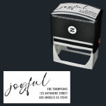 Joyful Calligraphy Return Name Address Self-inking Stamp<br><div class="desc">Joyful Calligraphy Return Name Address. With a set script for Joyful. Easily personalise your details.</div>