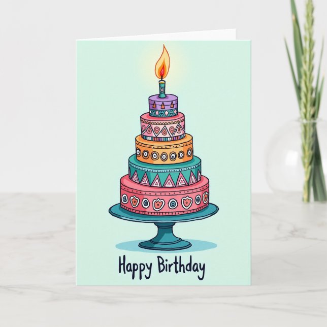 Joyful Candle Cake Card (Front)