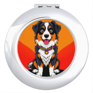 Joyful Cartoon Dog Illustration Compact Mirror
