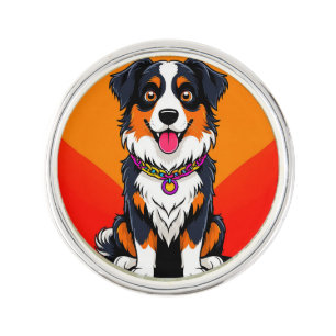 Joyful Cartoon Dog Illustration Lapel Pin