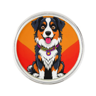 Joyful Cartoon Dog Illustration Lapel Pin