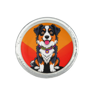 Joyful Cartoon Dog Illustration Ring