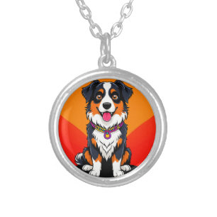 Joyful Cartoon Dog Illustration Silver Plated Necklace