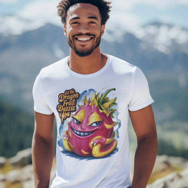 Joyful Cartoon Dragon Fruit  Character Beaming T-Shirt (Creator Uploaded)