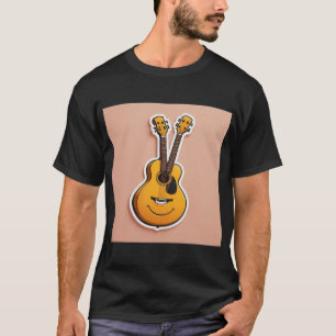 Joyful Cartoon Guitar T-Shirt - Stickers Illustrat