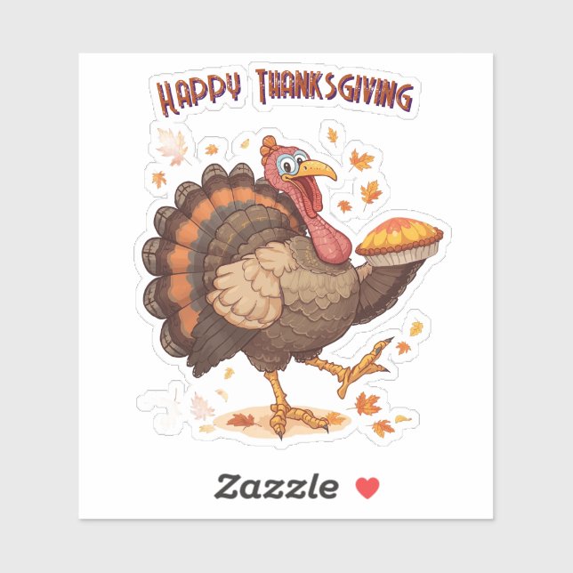 Joyful Cartoon Turkey Thanksgiving Sticker (Sheet)