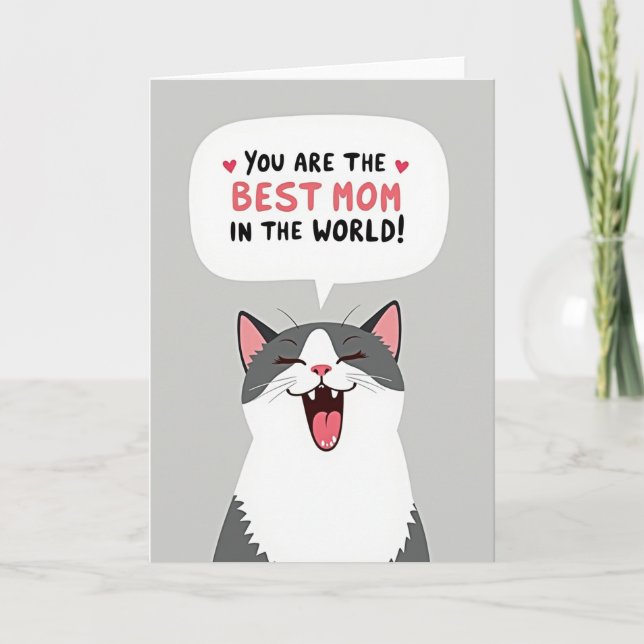 Joyful Cat Best Mom Card (Front)