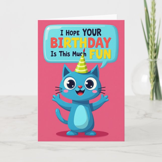 Joyful Cat Birthday Card (Front)