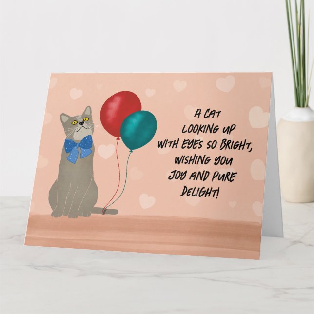 Joyful Cat Birthday Card (Front)