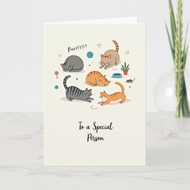 Joyful Cat Group Birthday Card (Front)