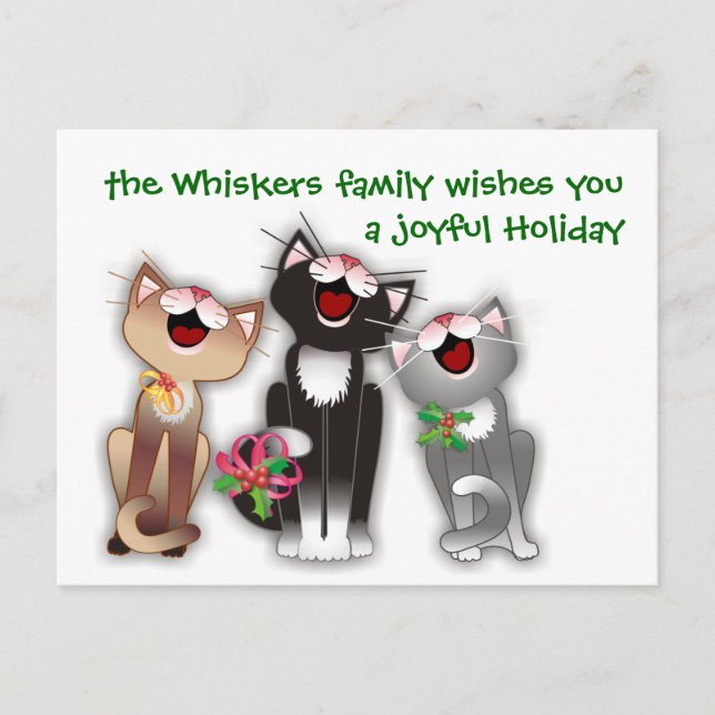 Joyful Cats Holiday Postcard (Front)