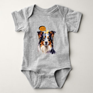 Joyful Cavalier King Charles Spaniel in Watercolo  Baby Bodysuit