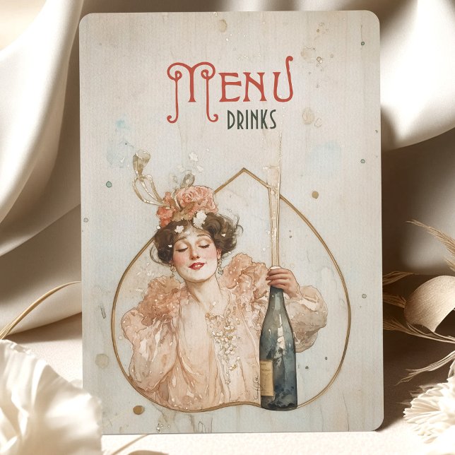Joyful Celebration Art Nouveau Menu & Drinks Card (Creator Uploaded)