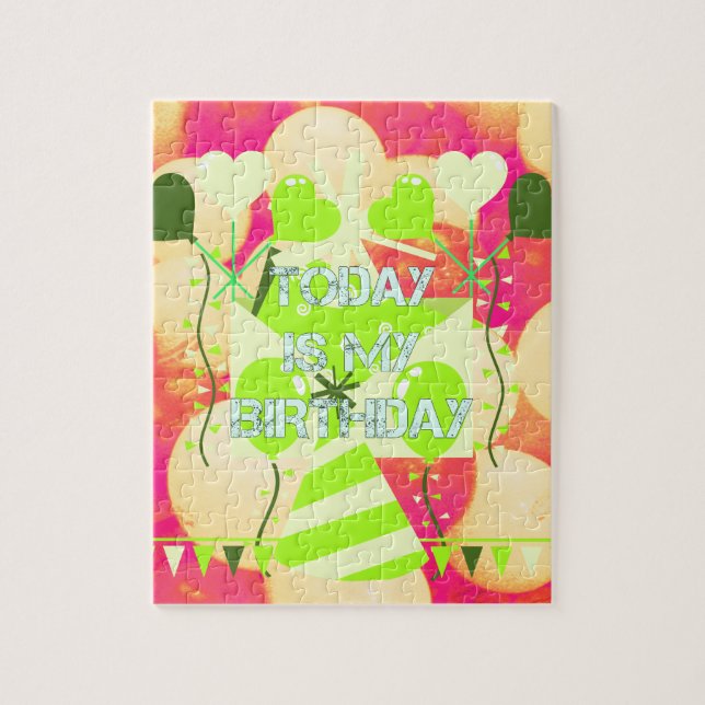 Joyful  Celebration Design: Today is My Birthday Jigsaw Puzzle (Vertical)