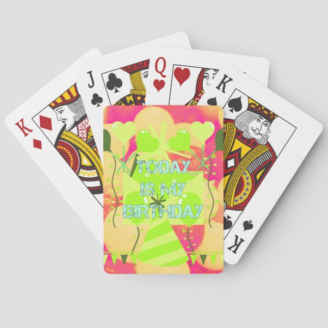 Joyful  Celebration Design: Today is My Birthday Poker Cards (Back)