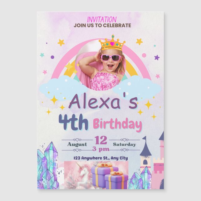 Joyful Celebrations – Kids’ Birthday Bash Invitati Magnetic Invitation (Front)