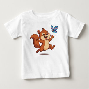 Joyful Chase – Happy Squirrel & Butterfly Baby T-Shirt