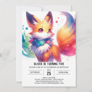 Joyful Children Fox Birthday Invitation