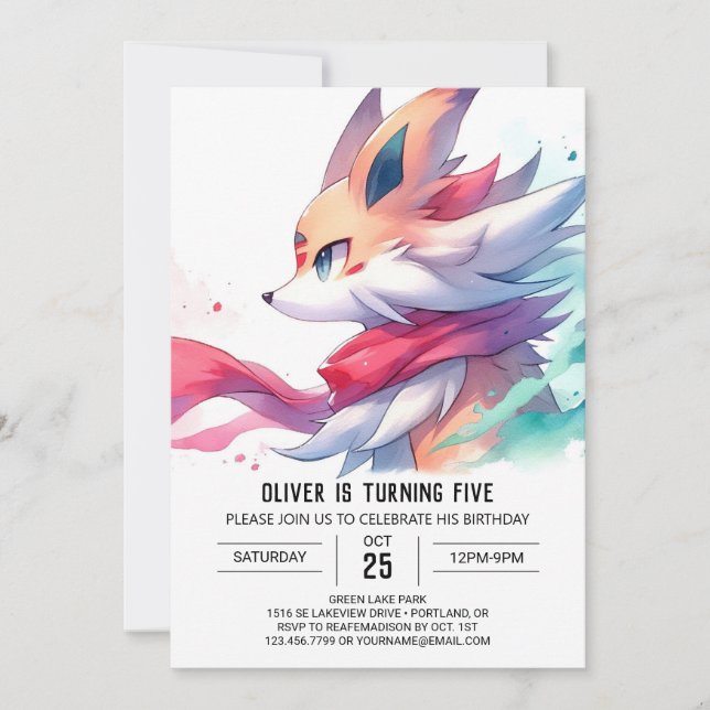  Joyful Children Fox Birthday Invitation (Front)