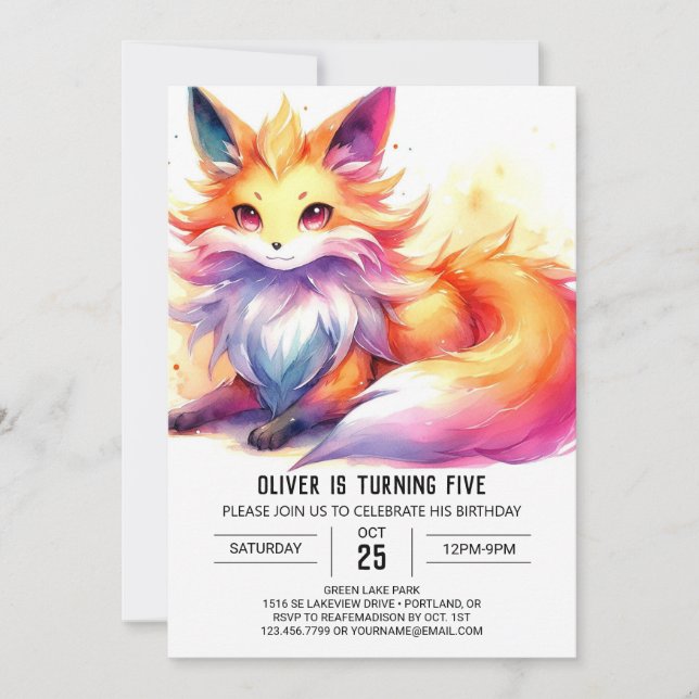 Joyful Children Fox Birthday Invitation (Front)