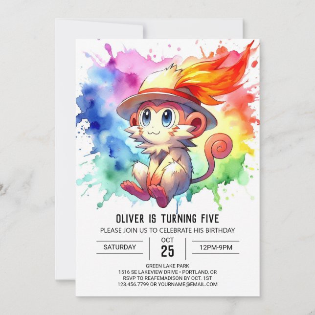 Joyful Children Monkey Birthday Invitation (Front)