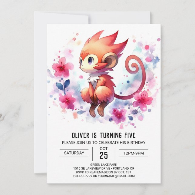 Joyful Children Monkey Birthday Invitation (Front)
