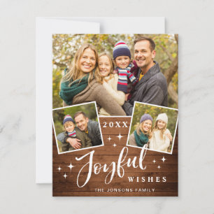 Joyful Christmas 3 PHOTO Holiday Greeting Card