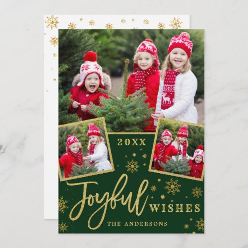 Joyful Christmas 3 PHOTO Holiday Greeting Card