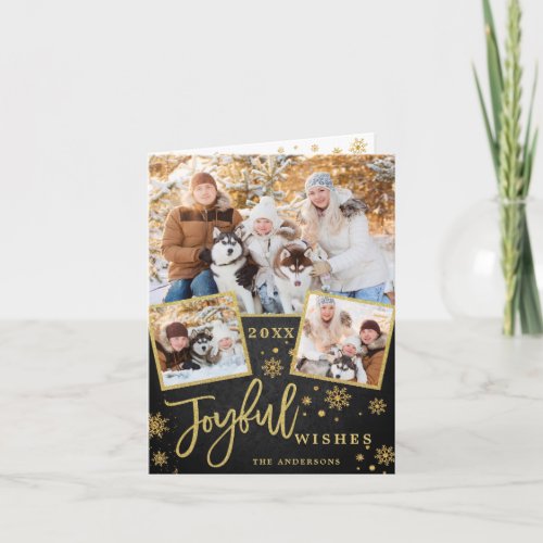 Joyful Christmas 3 PHOTO Holiday Greeting Holder Card