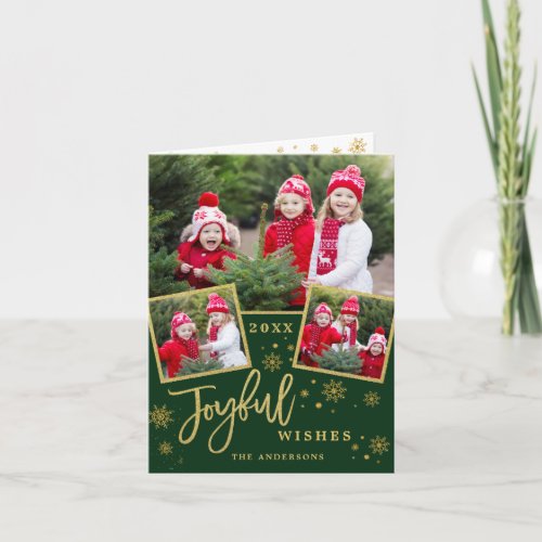 Joyful Christmas 3 PHOTO Holiday Greeting Holder Card