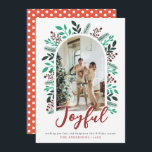 Joyful Christmas Arch Berries Foliage Photo Holiday Card<br><div class="desc">Joyful Christmas Arch Berries Foliage Photo Holiday Card</div>