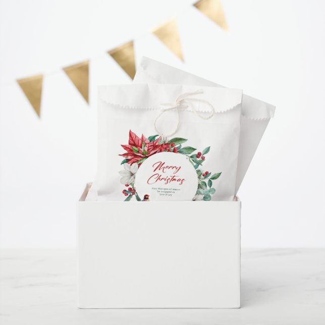 Joyful Christmas botanicals, flowers and birds Favor Bag (Party)