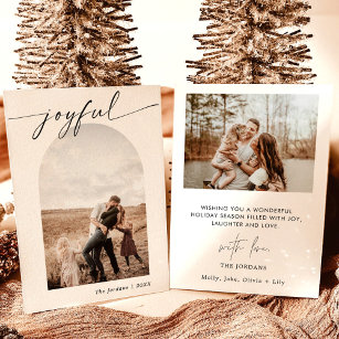 Joyful Christmas Card   Arched Photo Holiday Card
