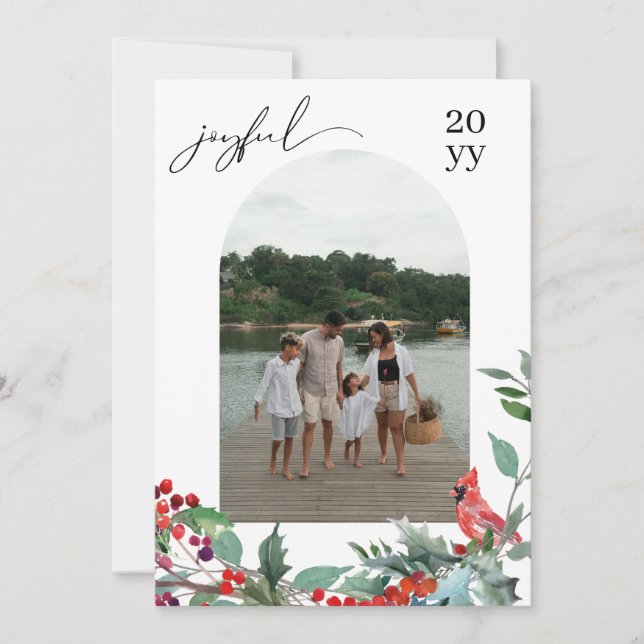 Joyful Christmas Card Elegant Holiday Photo Card  (Front)