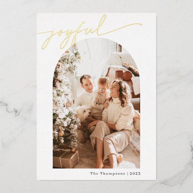 Joyful Christmas Card | Modern Holiday Photo Card (Front)