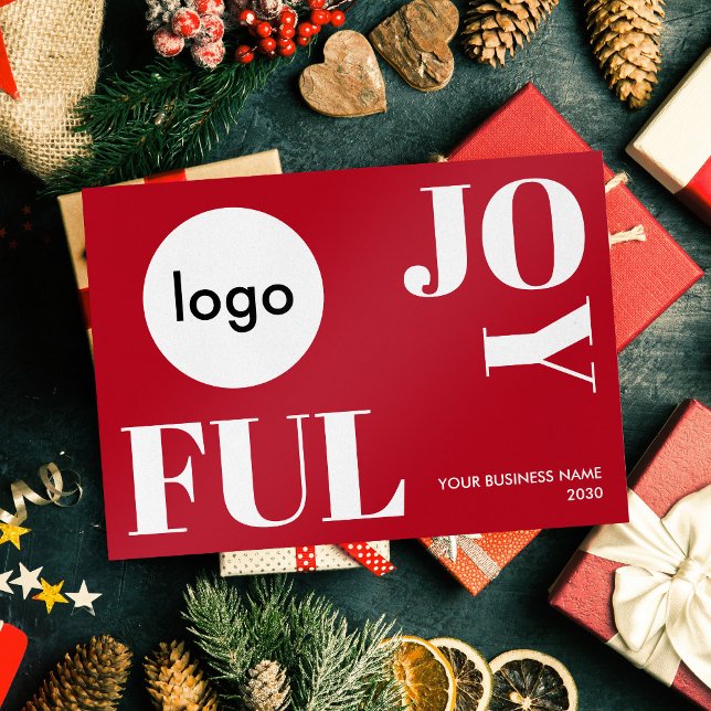 Joyful Christmas Company Logo Business Custom Holiday Card (Creator Uploaded)
