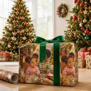 Joyful Christmas Cookie Baking Kids Wrapping Paper