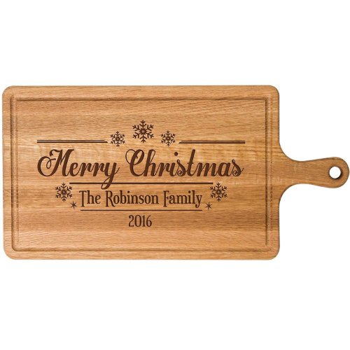 Joyful Christmas Family Name Wooden Cutting Board