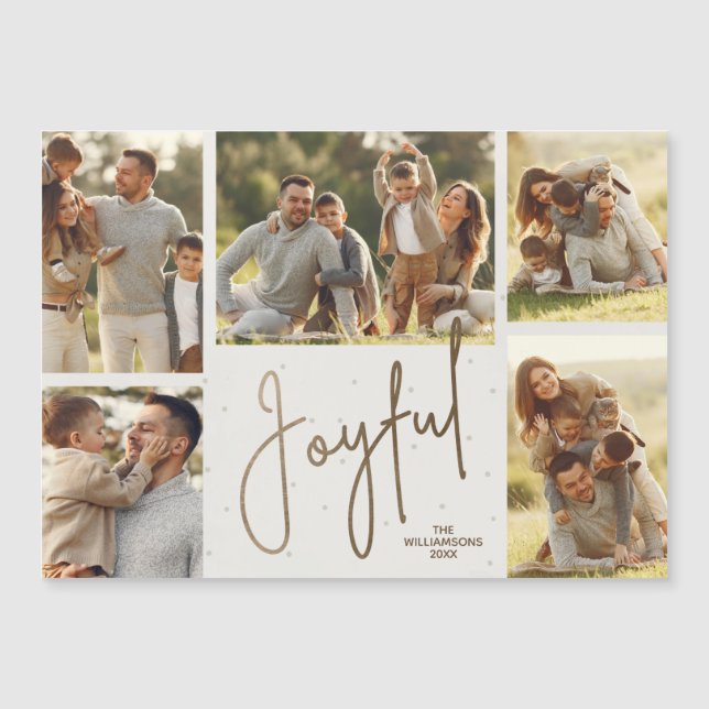 Joyful Christmas Five Photos Magnetic Card (Front)