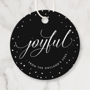 JOYFUL CHRISTMAS GIFT elegant calligraphy black Favor Tags